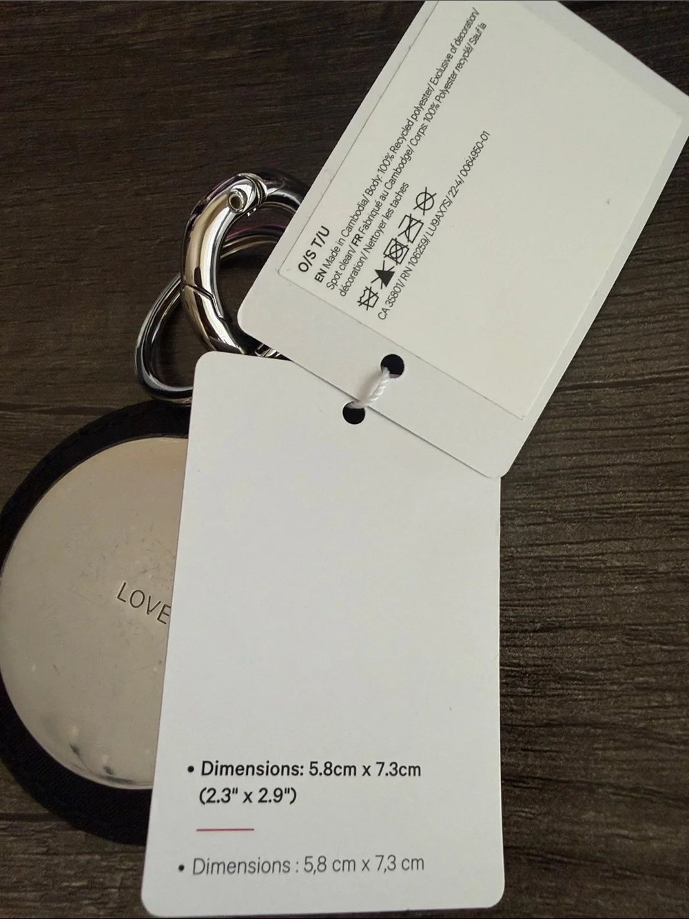 lululemon Silver & Black 'LOVE' Logo Keychain